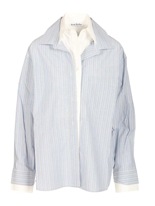 Soublera Pinstripe Cotton Poplin Shirt Shirts Blue