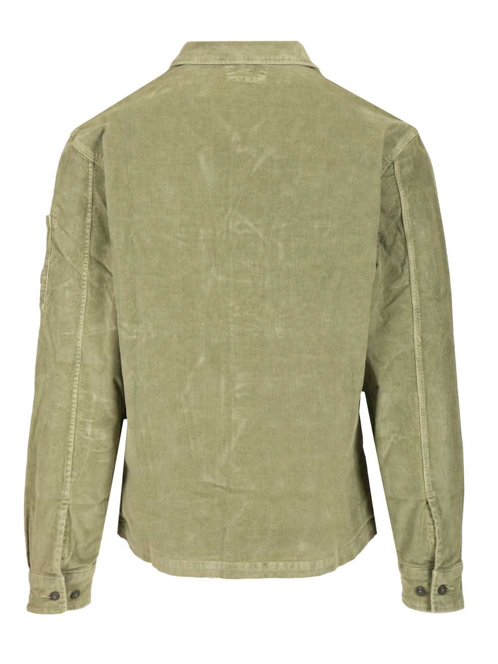 C.P. Company Overshirt In Stretch Velvet Shirts - Green | d4bab8329c606962f50cc97f2415d4bbce57bf4d