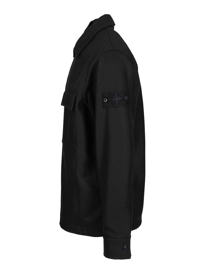 Stone Island Wool Blend Overshirt Shirts - Blue | ffedfcbd2f8f5782a3206edbd509b36fb12e1faa