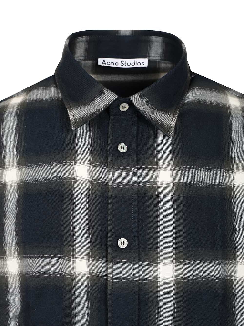 Acne Studios Checked Cotton Shirt Shirts - Blue | be570063671941785e24c695a50e02b31a440910