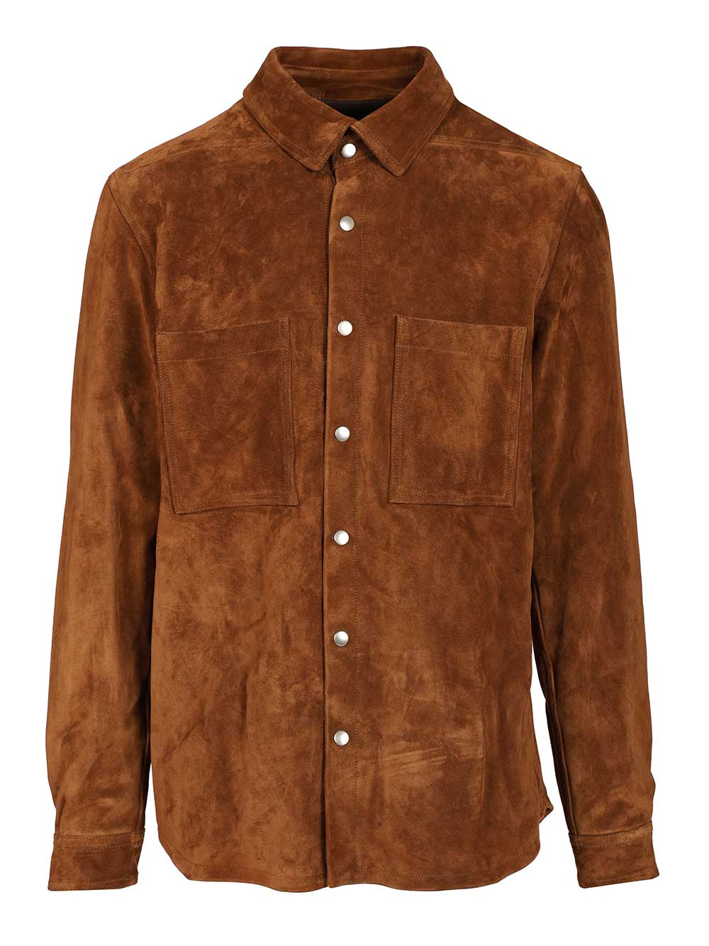 Rick Owens Suede Overshirt Jackets - Brown | 8120631620e4b3459155c4d604d2a3a2d1621421