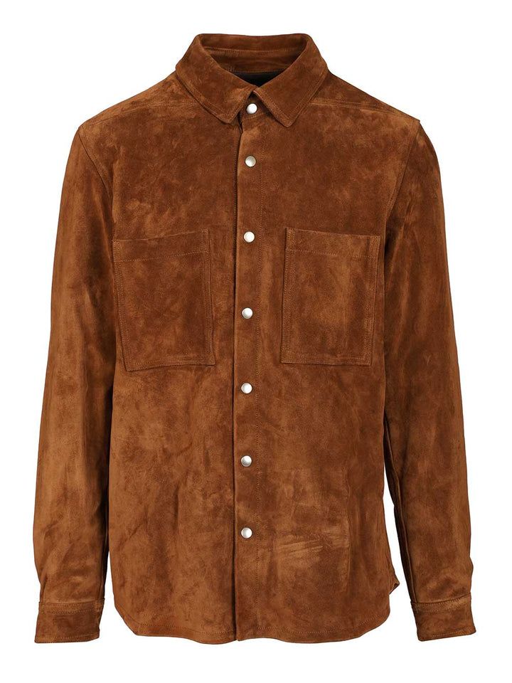 Rick Owens Suede Overshirt Jackets - Brown | 8120631620e4b3459155c4d604d2a3a2d1621421