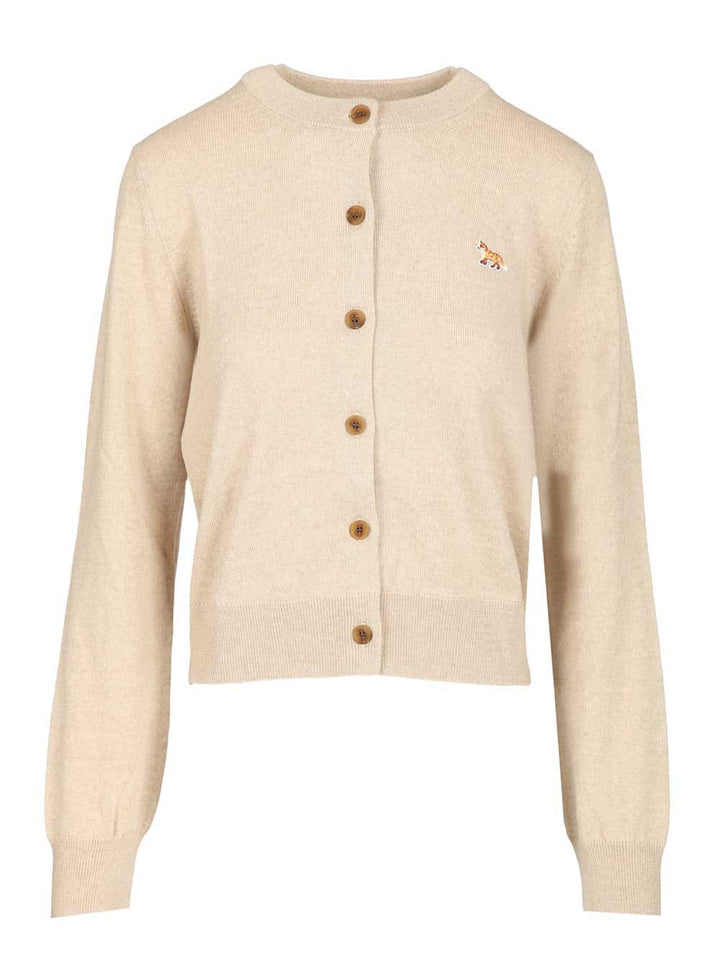 Maison KitsunÉ Baby Fox Merino Regular Cardigan Knitwear - Beige | 663c2522d5000ff3867b1f54cc6797230b42d88f