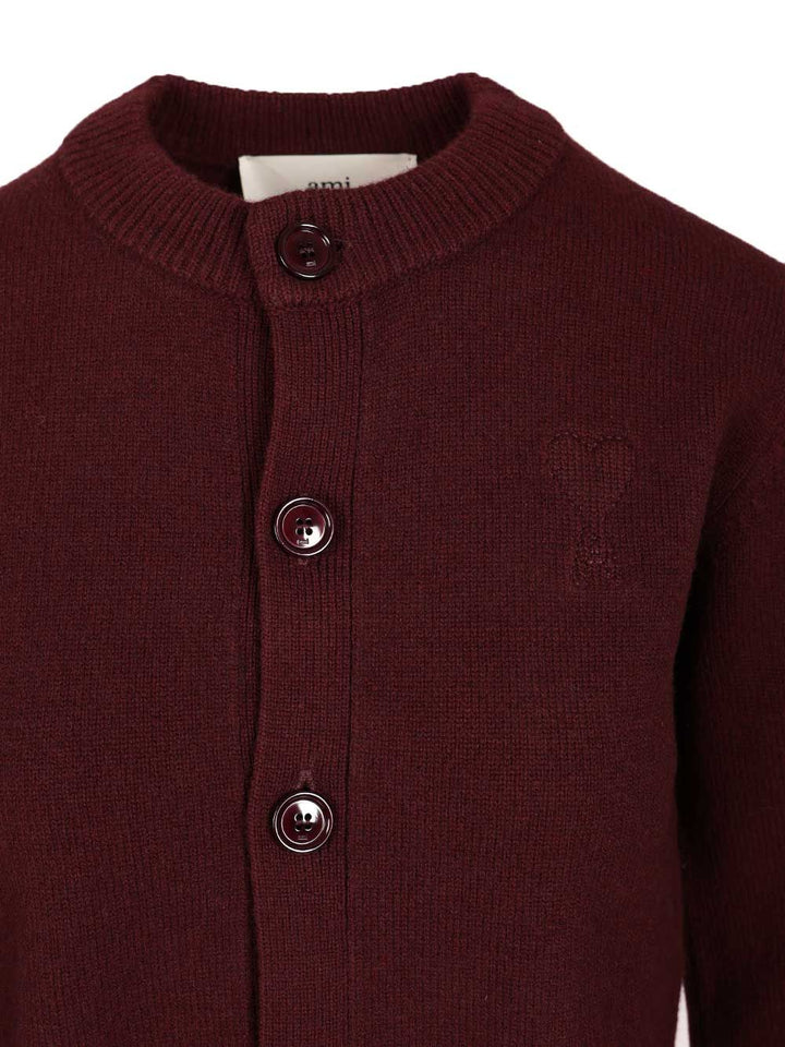 Ami Crew Neck Cardigan Knitwear - Black | 2c97aa5eab93d91016a0ee9c61f137bc26148ed2