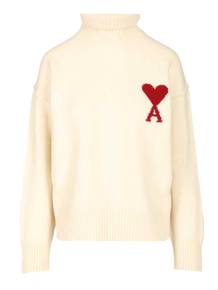 Ami Ami De Coeur Turtleneck Sweater Knitwear - White | 309f9867d05cd43f5f4213f6b9740b3af62b044a