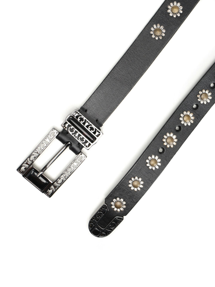 Golden Goose Deluxe Brand Leather Belt With Floral Studs Belts - Black | 520ee664514cfc14bb0bff60448767347f875570