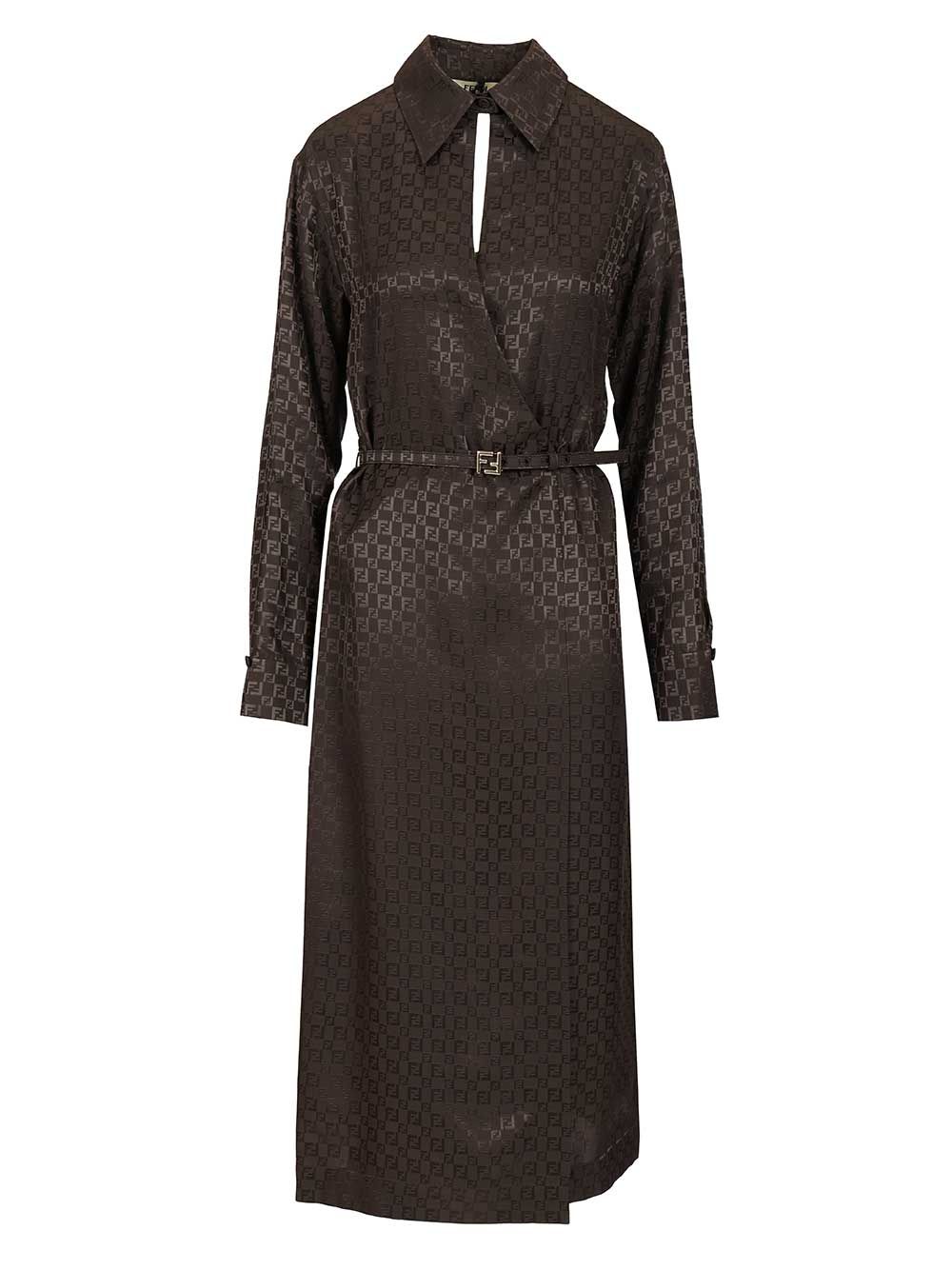 Fendi Midi Shirt Dress Dresses - Brown | 1795113de087e75551fc5b49e028020a8674f32b