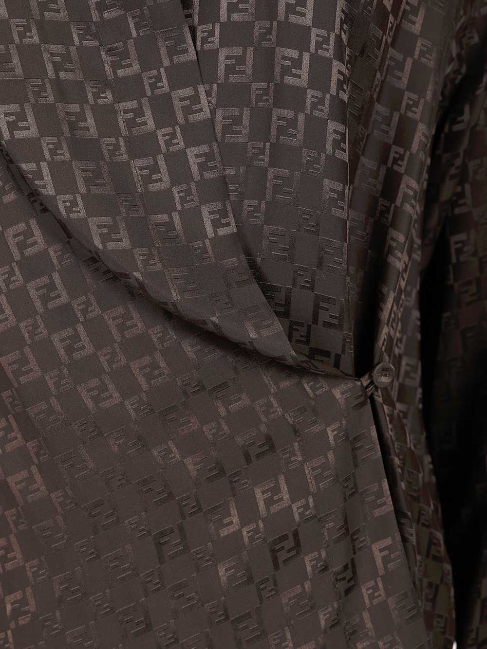 Fendi Ff Jacquard Silk Shirt Tops - Brown | 86c34fa176d7f05adfa193d6faf13e6527f4091b