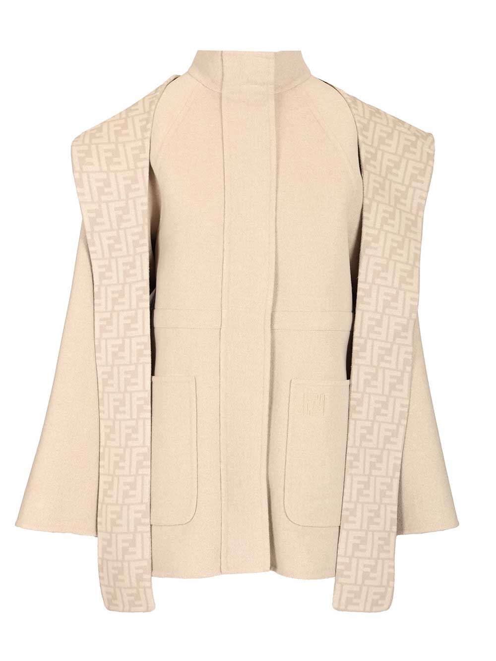 Fendi Wool Parka Coats - Beige | a5d22ff096f57220d72d69fda6bf7654eaef4d5a