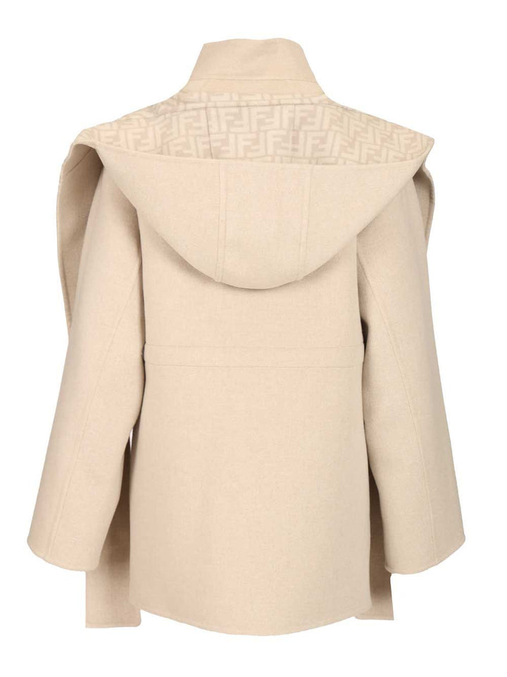 Fendi Wool Parka Coats - Beige | 4232fe7a60a2a7373d3457fd331611db4e4ae69a