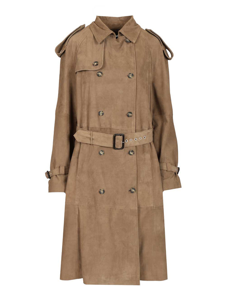 Dfour Suede Trench Coat Jackets - Green | 324047936159bab199186dc43b6e1561ed0f273d