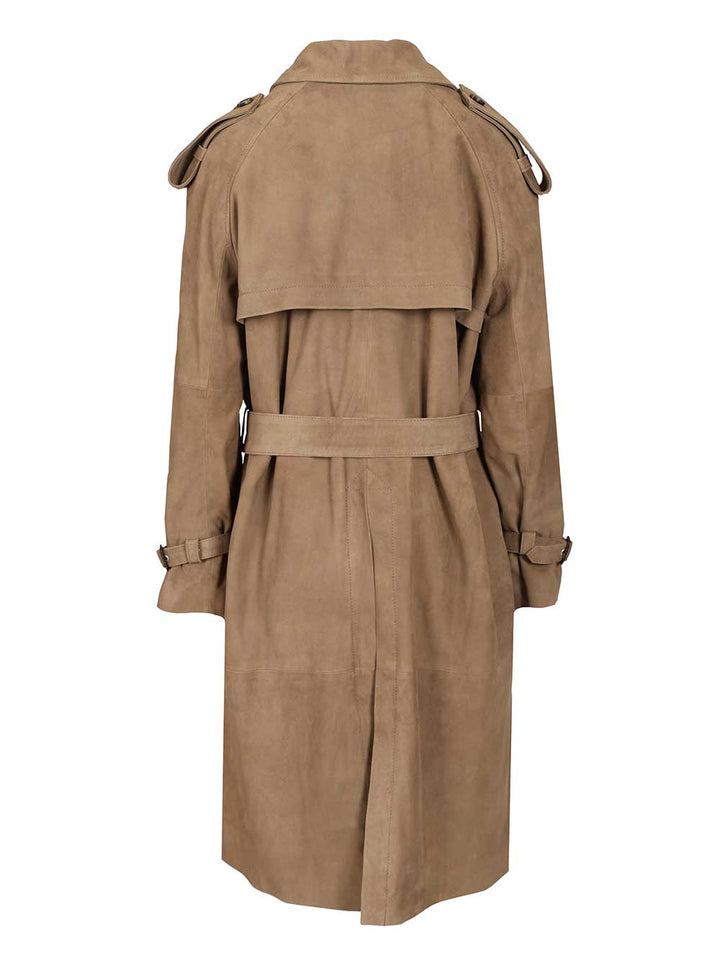 Dfour Suede Trench Coat Jackets - Green | b360f69b331058a0ca4fb07f057165eeaaa55416