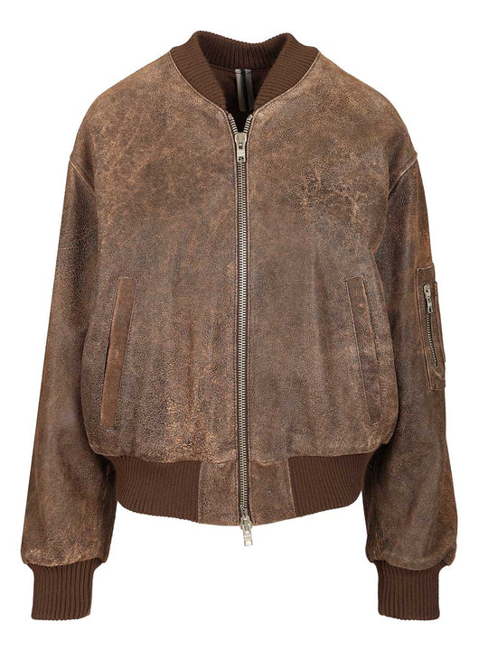 Leather Bomber Jacket Jackets Brown