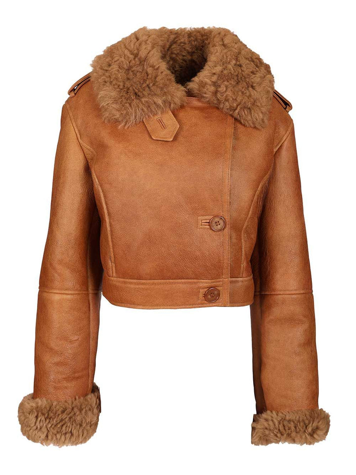 Chloe' Cropped Boxy Jacket Jackets - Orange | 083a8f9f7b32fa4ad2c417985aaa2149a0de06e3