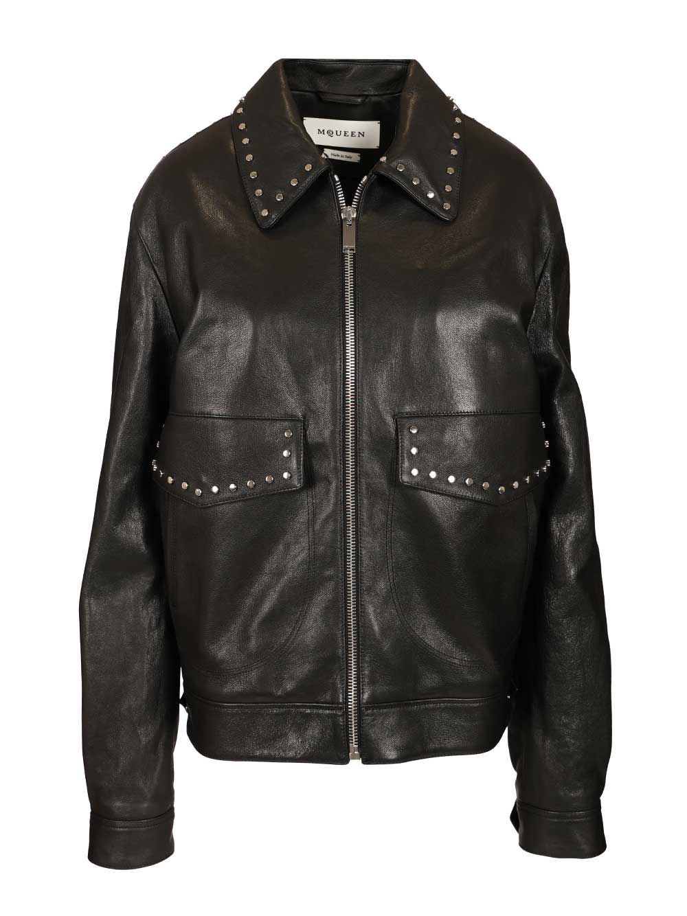 Mcqueen Leather Aviator Jacket Jackets - Black | cda25a7eae7baa7b77eed5f1322cca203ae02b9e