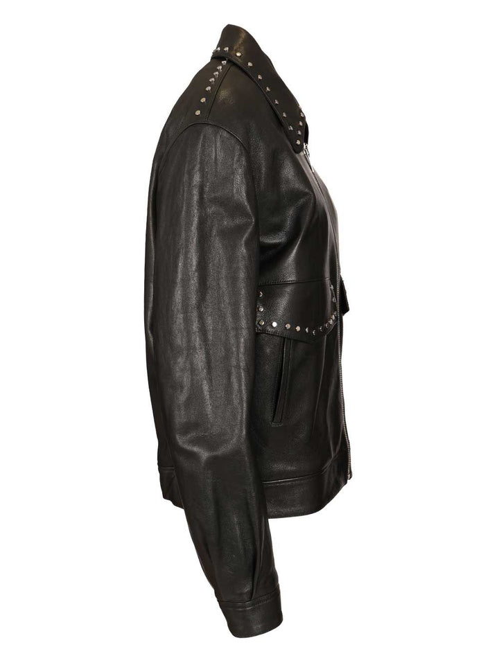 Mcqueen Leather Aviator Jacket Jackets - Black | ff728484672ebf6d41effd50a368bba29f444801