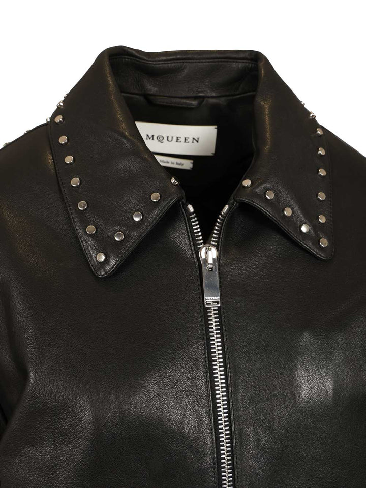 Mcqueen Leather Aviator Jacket Jackets - Black | c83787c369ecc0e469299237807d8481df8a4f54