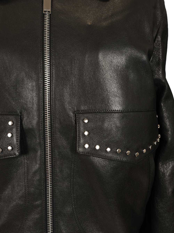 Mcqueen Leather Aviator Jacket Jackets - Black | d5af9ded422424f8e1bd88f4f242b18067ddefba