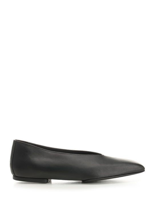 Leather Ballerinas Scarpe Basse Black