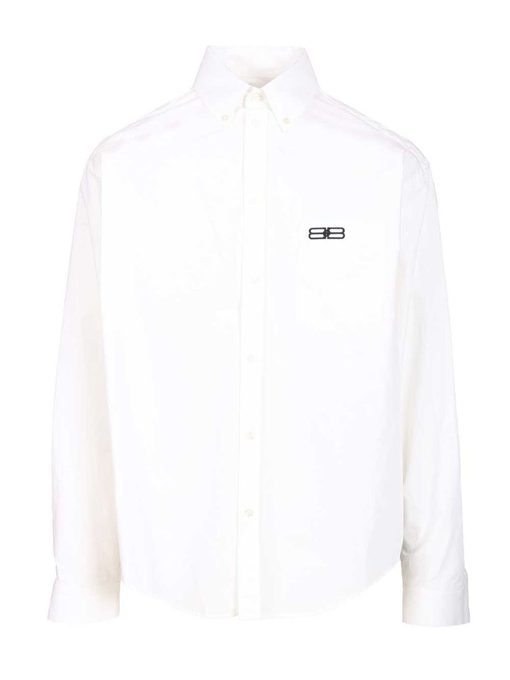 Balenciaga Cotton Poplin Button-Down Shirt Shirts - White | e6fddcc2a9db1c9616aef6dcececbcea5ca080c1