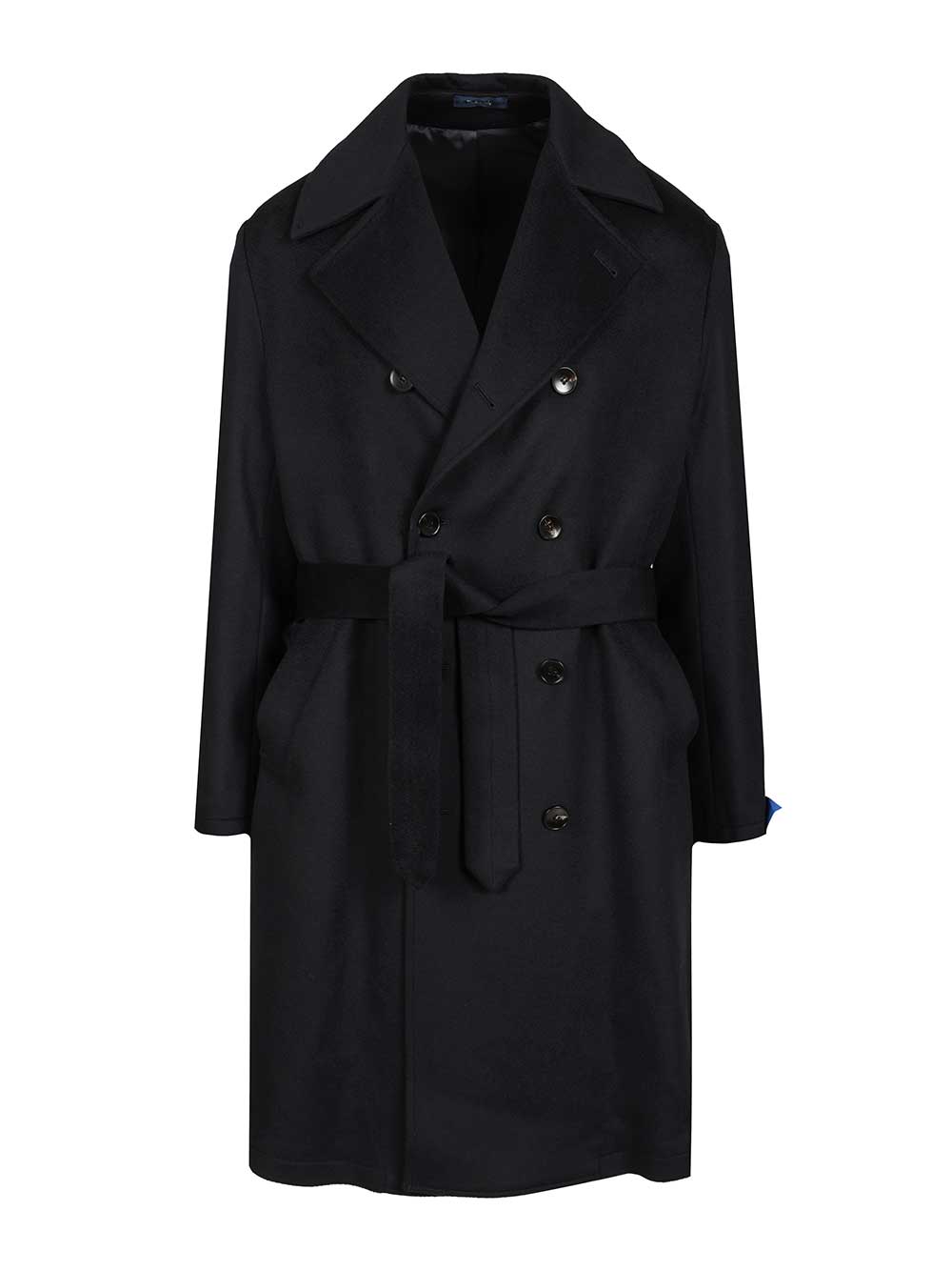 Guarinucci Double-Breasted Blue Cashmere Coat Coats - Blue | 299601cd5424fd7d932a125fda05fa127ab5582d