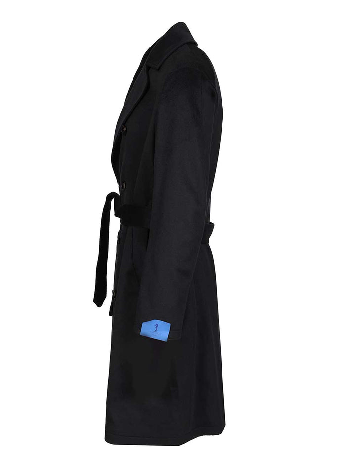 Guarinucci Double-Breasted Blue Cashmere Coat Coats - Blue | c1c9a9629f83cc12dacac68507b341ee712fef4b