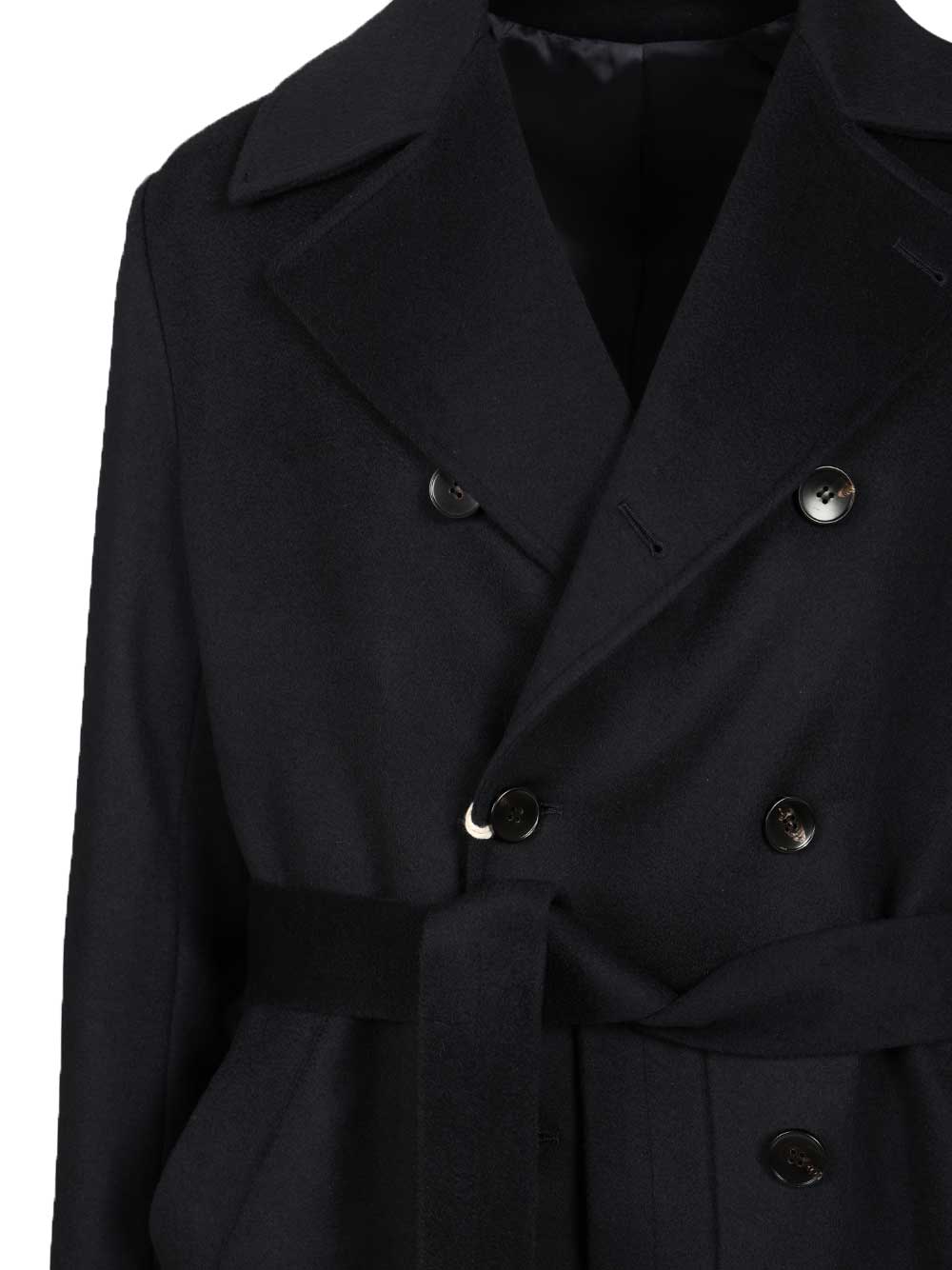 Guarinucci Double-Breasted Blue Cashmere Coat Coats - Blue | 0228b4507817632bafba161690c8e057686e27c3