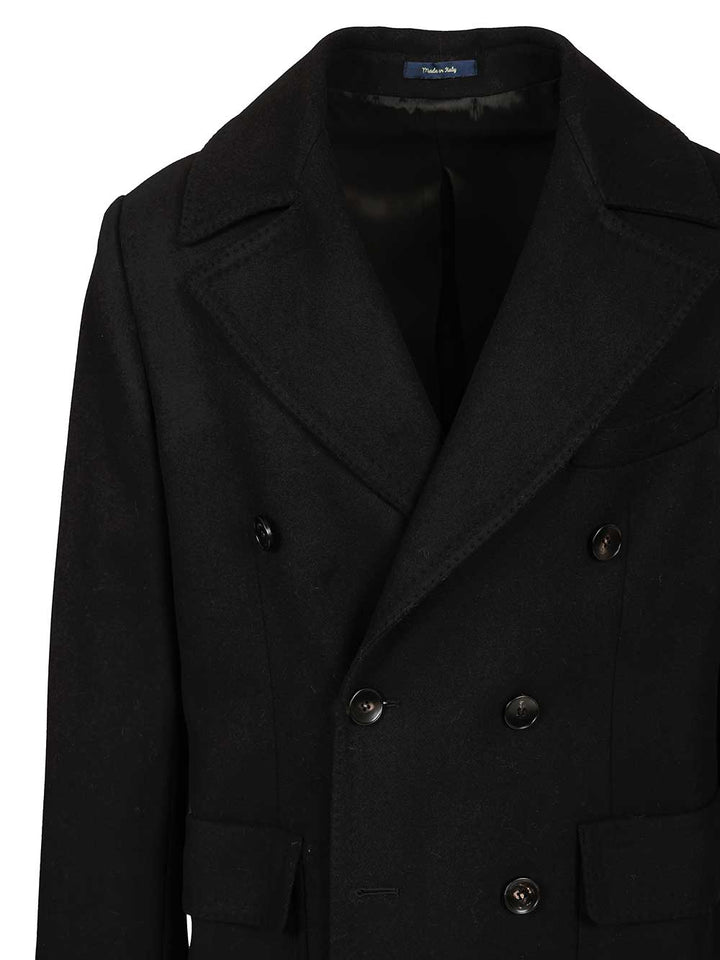 Guarinucci Double-Breasted Wool Coat Coats - Black | 52aa6b200a1fc7fb78d4389161eb83110233ba8b