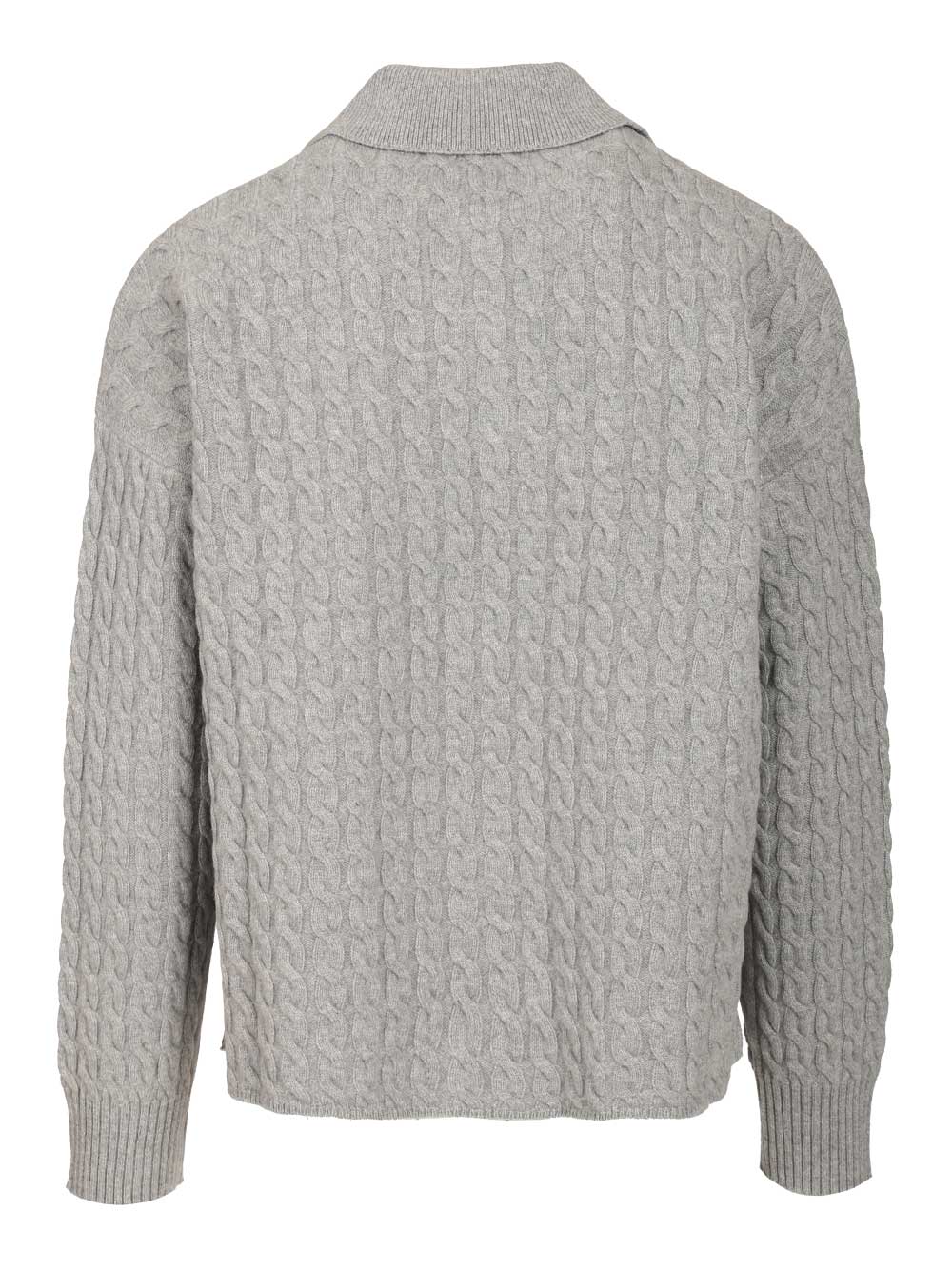 Ami Cable-Knit Polo Shirt Knitwear - Grey | bbc46b330c884d051b16ef896bf5086847f83dfb