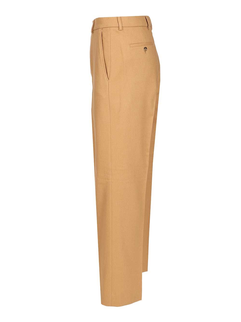 Ami Wide Leg Flannel Trousers - Beige | 26197445a87356a4abd65051a0159526461fafd1