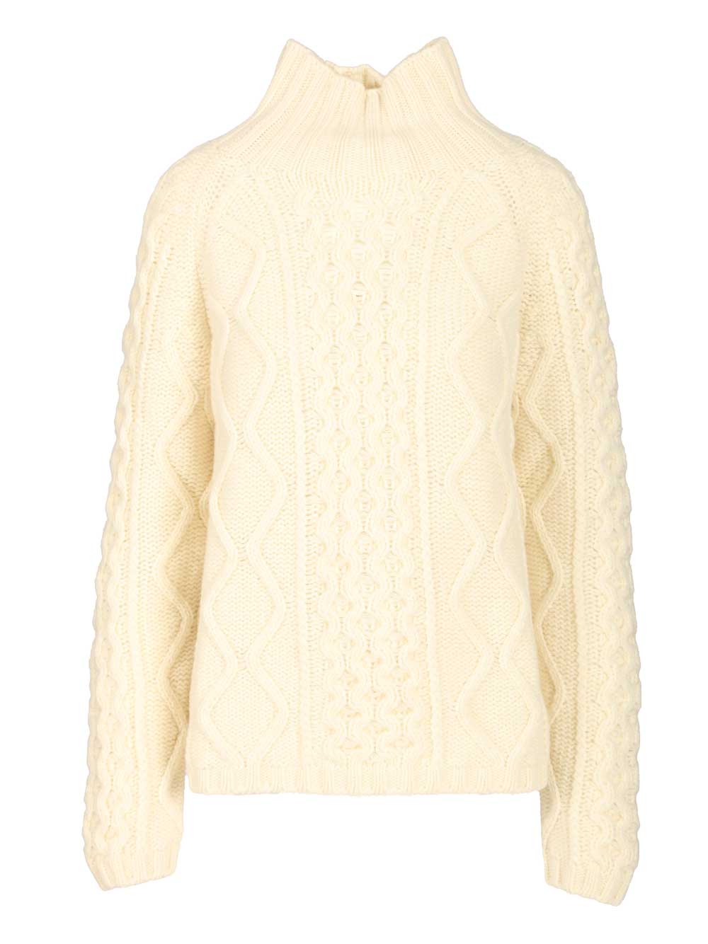 Filippa K Cable-Knit Wool Sweater Knitwear - White | 9d9c40596a685ee09cd36e7d113ff50eb4169520