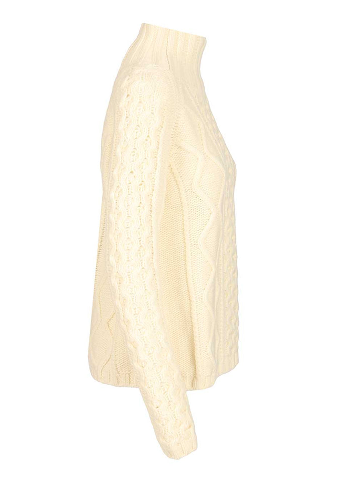 Filippa K Cable-Knit Wool Sweater Knitwear - White | c014fcc97bc2a5e6201d5753faca204ea192567e