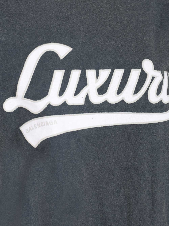 Balenciaga With Luxury Script T-Shirt - Blue | a4c4b6e0136609bcc08933f96b561ce405e867a7