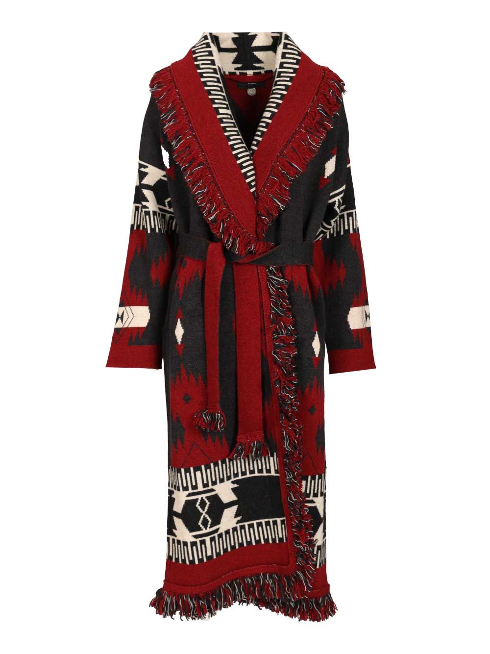 Alanui Icon Jacquard Coat Knitwear - Red | f0a979d4dc63210d27a3f6b1f7d39a1b25bc69e1