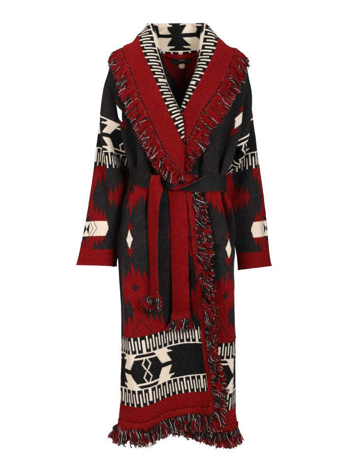 Alanui Icon Jacquard Coat Knitwear - Red | f0a979d4dc63210d27a3f6b1f7d39a1b25bc69e1