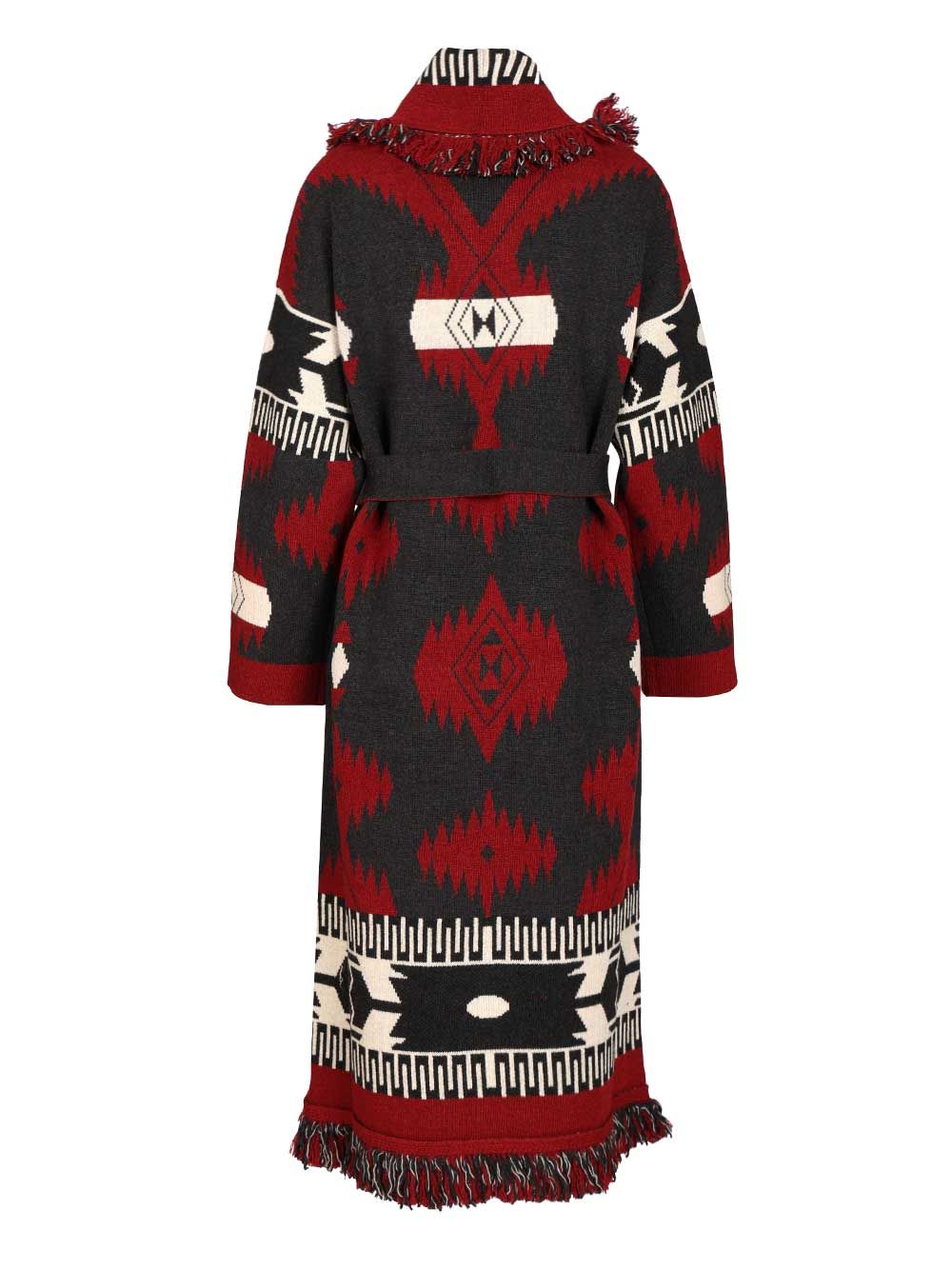 Alanui Icon Jacquard Coat Knitwear - Red | 45311f5e4b39171b3b5b50e5757013ea0a0b3285