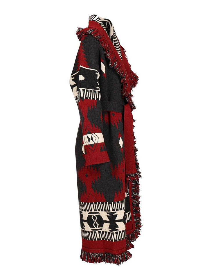 Alanui Icon Jacquard Coat Knitwear - Red | b7cba63c95a3798c0b38376ad38ed5e915901cc6
