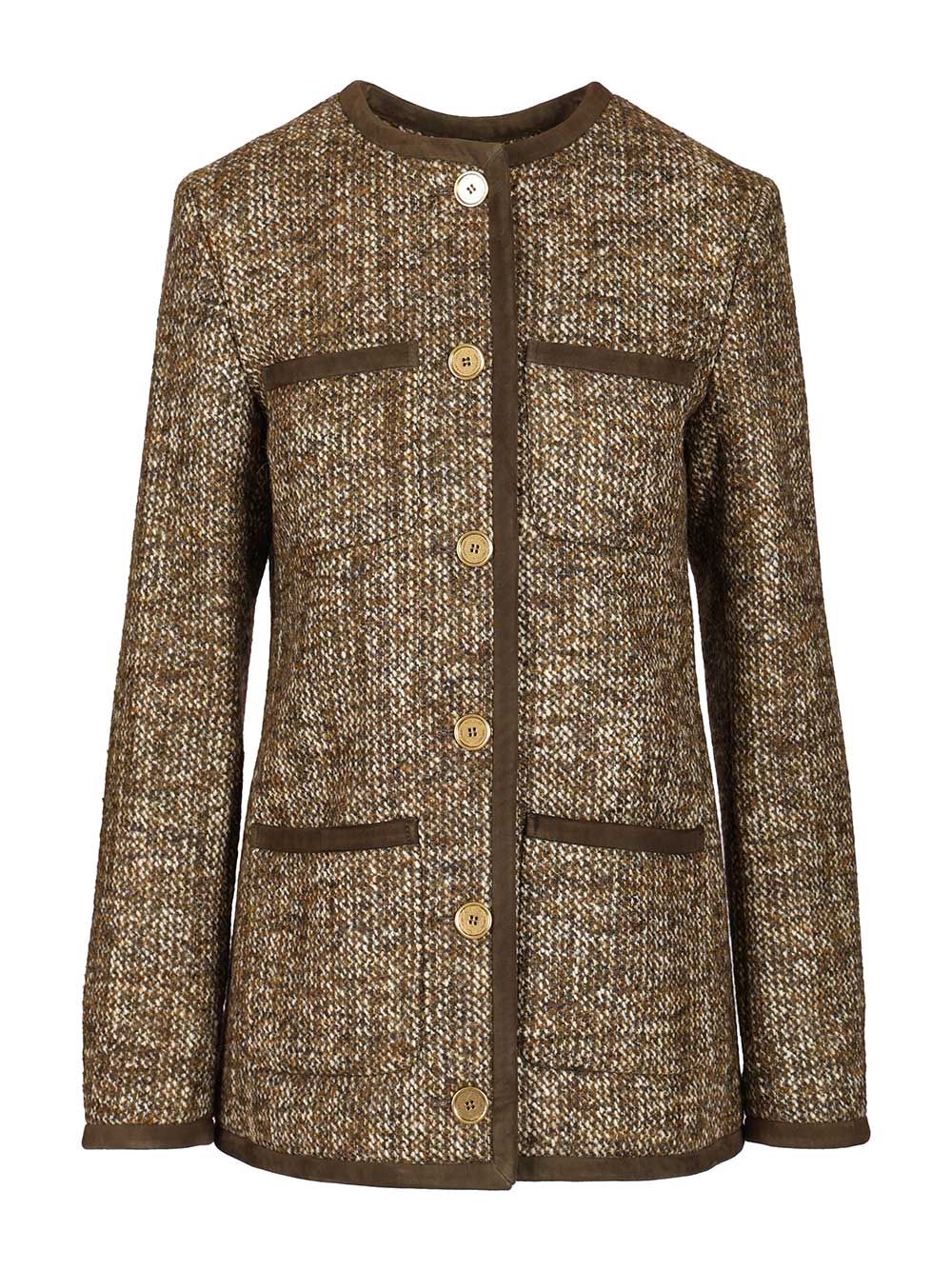 Golden Goose Deluxe Brand Long Boxy Tweed Blazer Jackets - Brown | fb0a6ffbf2ee0ac7812f91e6f3c8c2b826bd736c