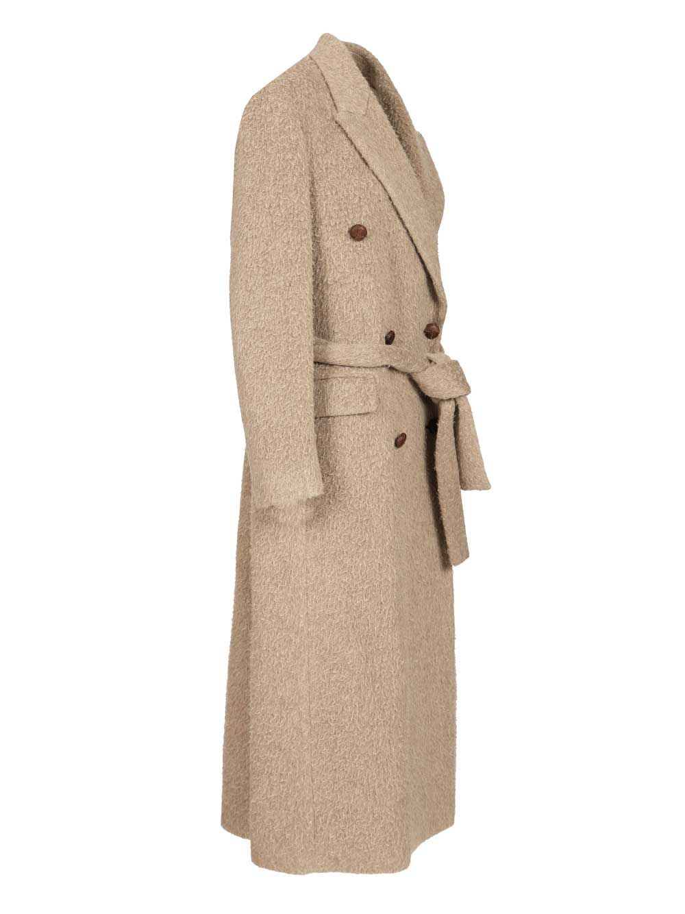 Golden Goose Deluxe Brand Journey Collection Double-Breasted Coat Coats - Beige | 32c123ff4fe3382becc6fc43e9653813d2066fb8