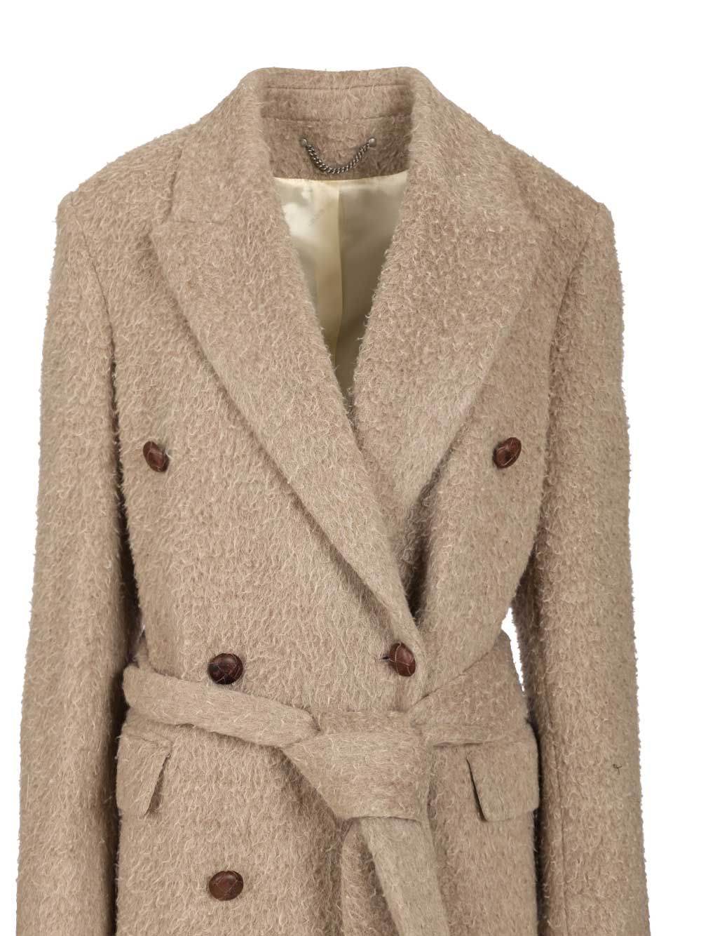 Golden Goose Deluxe Brand Journey Collection Double-Breasted Coat Coats - Beige | 9ad5c6410690887903e566b227e8a59a0e9a735b