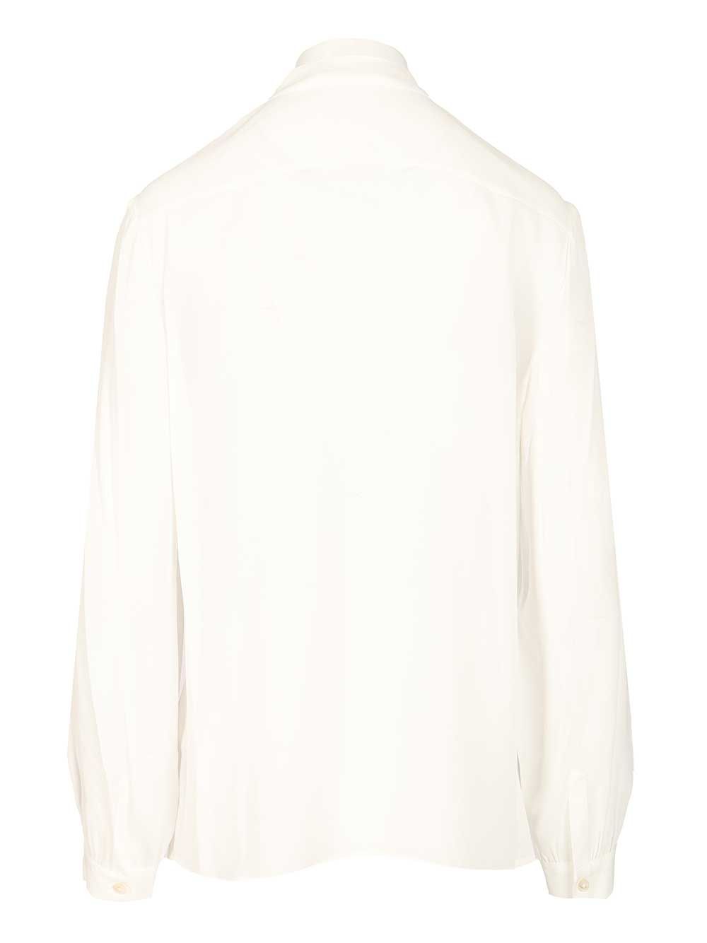 Tory Burch Georgette Bow Blouse Shirts - White | b948bf779cdade90a3ead34bb0bf18801dddfd28