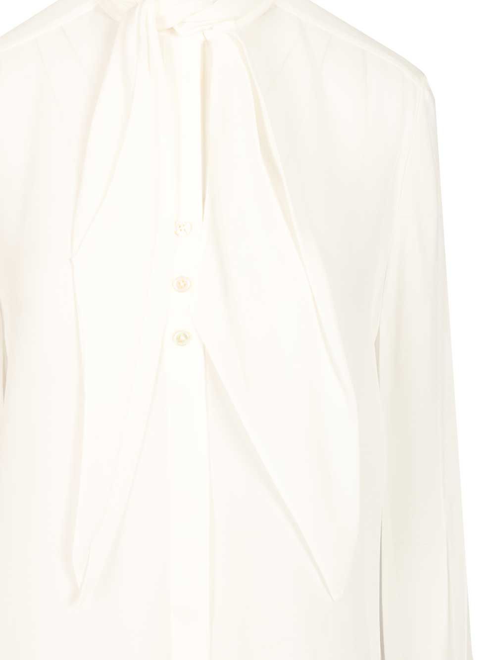 Tory Burch Georgette Bow Blouse Shirts - White | 6594608adde8d1d7fa1d713e051489d1611d35ec