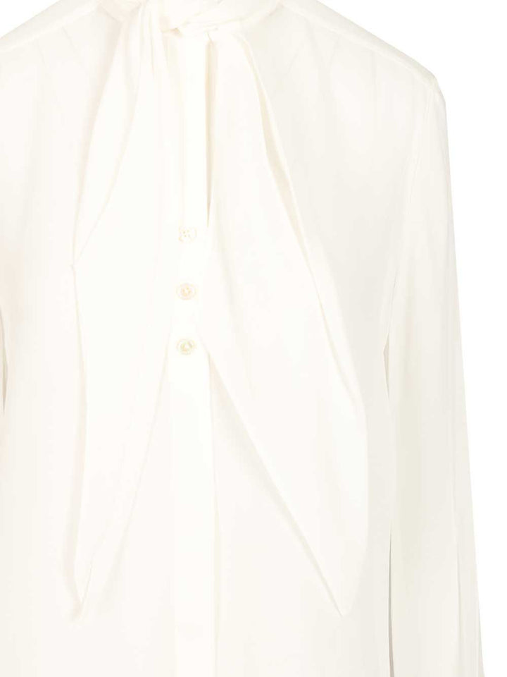 Tory Burch Georgette Bow Blouse Shirts - White | 6594608adde8d1d7fa1d713e051489d1611d35ec