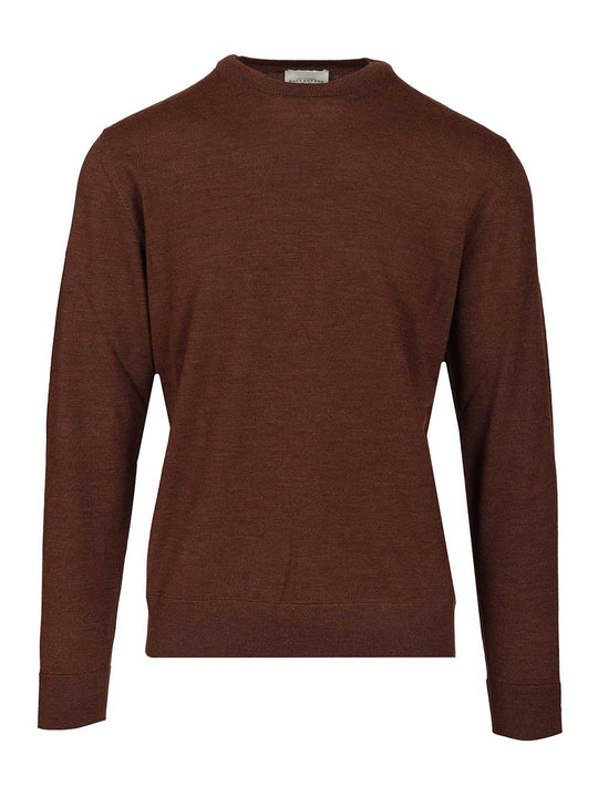Crew Neck Sweater Knitwear Brown
