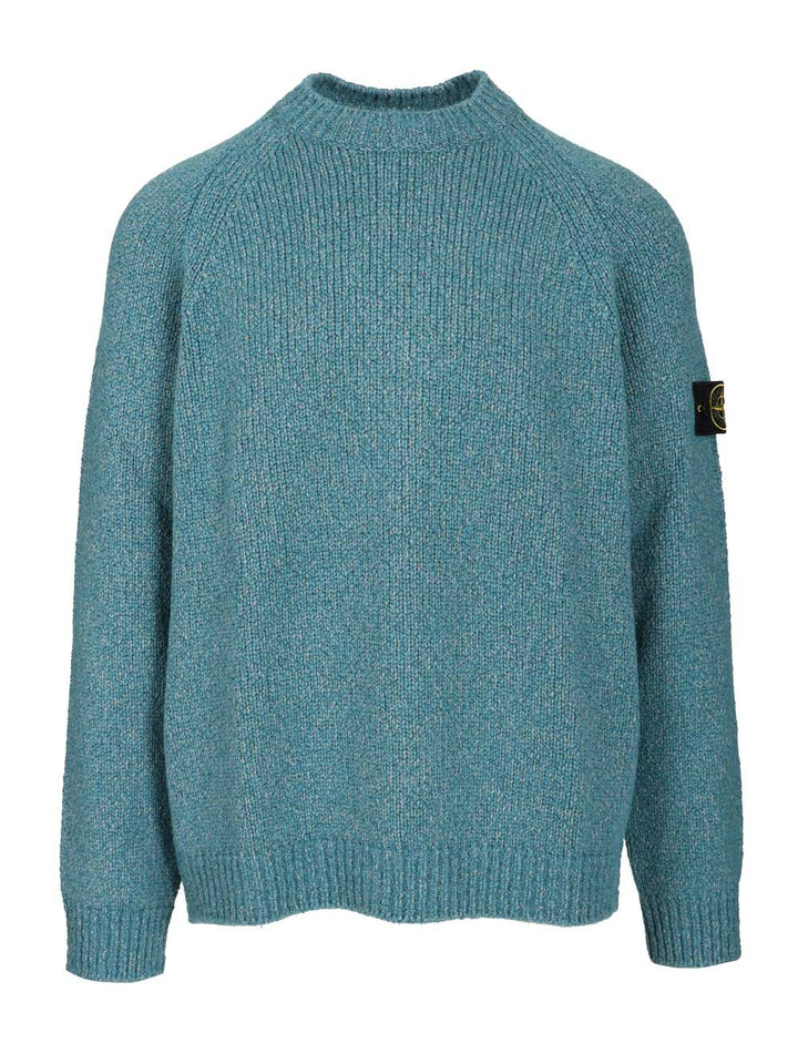 Stone Island Mouliné Wool Sweater Knitwear - Blue | c353501f80fb2c9d020f0350f608fc9d354d2283