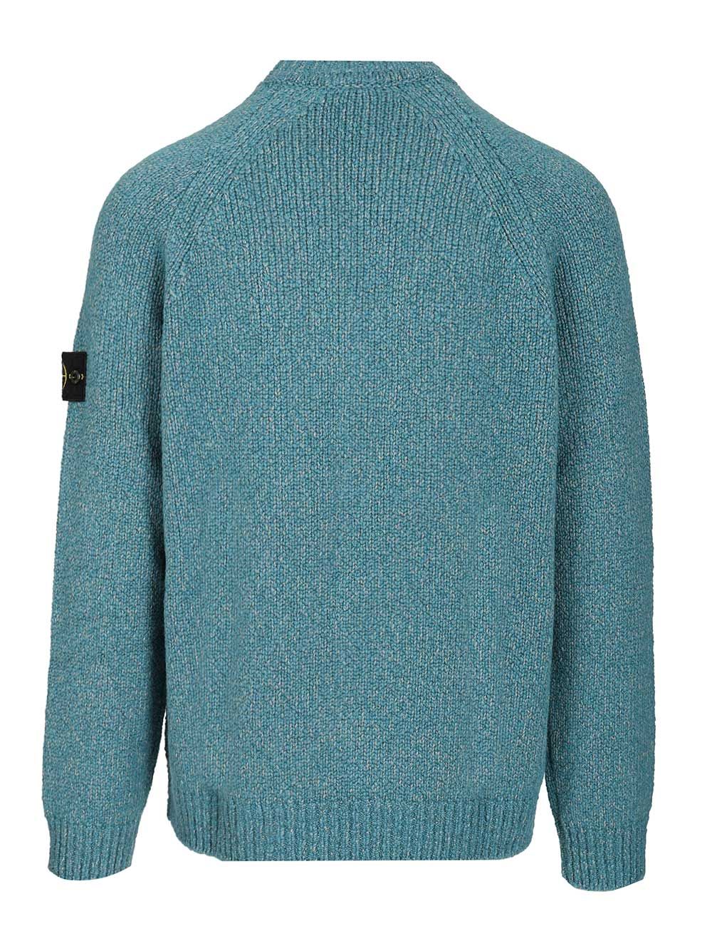 Stone Island Mouliné Wool Sweater Knitwear - Blue | b73d5ca6ef637c93c7ebcfee11fb5f009d602862