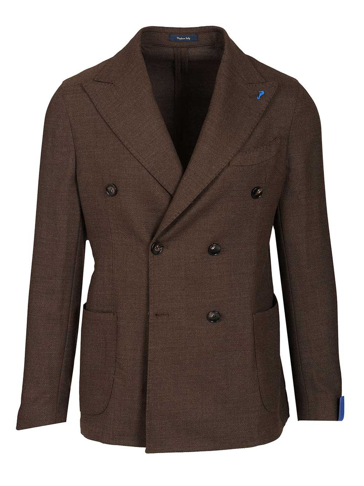 Guarinucci Unlined Double-Breasted Wool Blazer Jackets - Brown | f5a48140098361e5260de24cb79a45ea32074e21