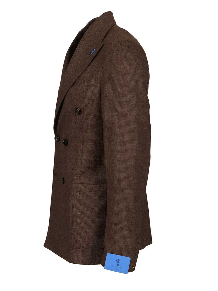 Guarinucci Unlined Double-Breasted Wool Blazer Jackets - Brown | 29be40fd03d068337f32176d9c8775399752980a