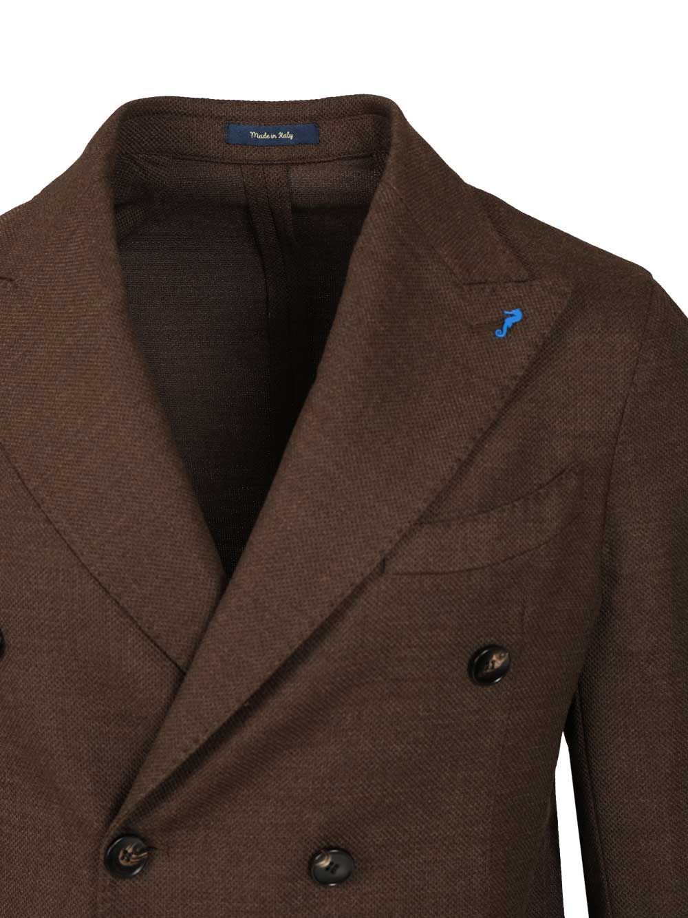Guarinucci Unlined Double-Breasted Wool Blazer Jackets - Brown | cf873cc5d29579874f69a5fbb34264487b908a72