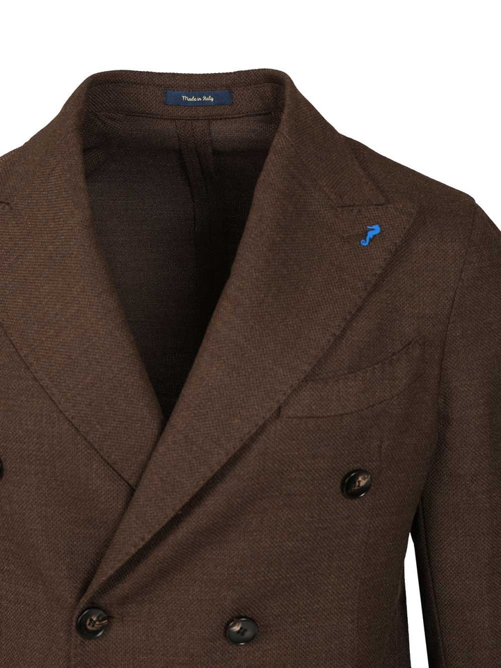 Guarinucci Unlined Double-Breasted Wool Blazer Jackets - Brown | fa94d77a330336ae2a1ff64cca992c69706aba29